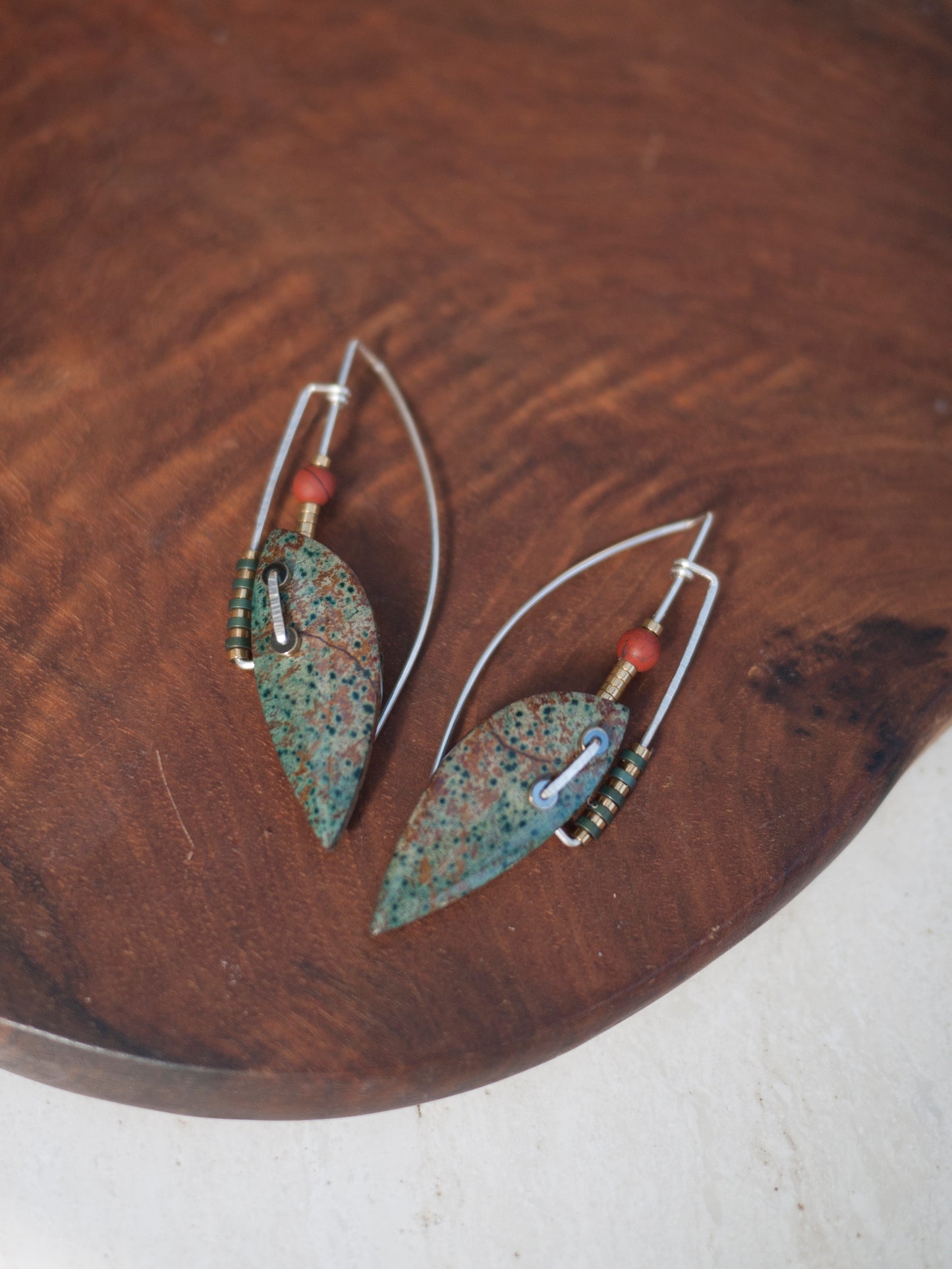 Abstract Morning Dew Jasper Drop Earrings