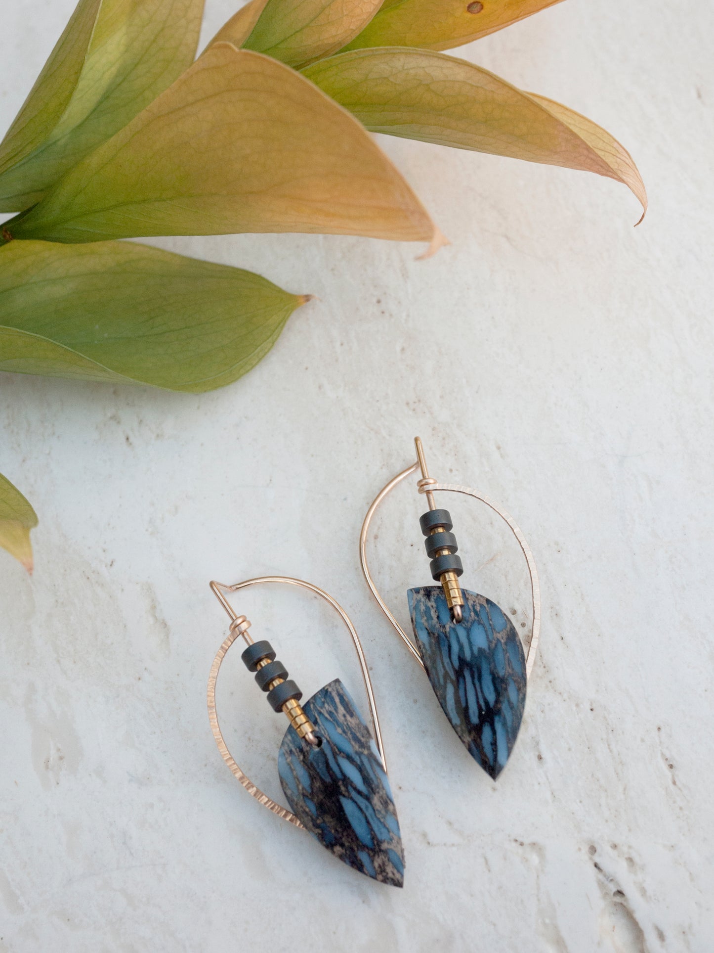 Sculptural Petrified Palm Wood Dangle Earrings-Short Version