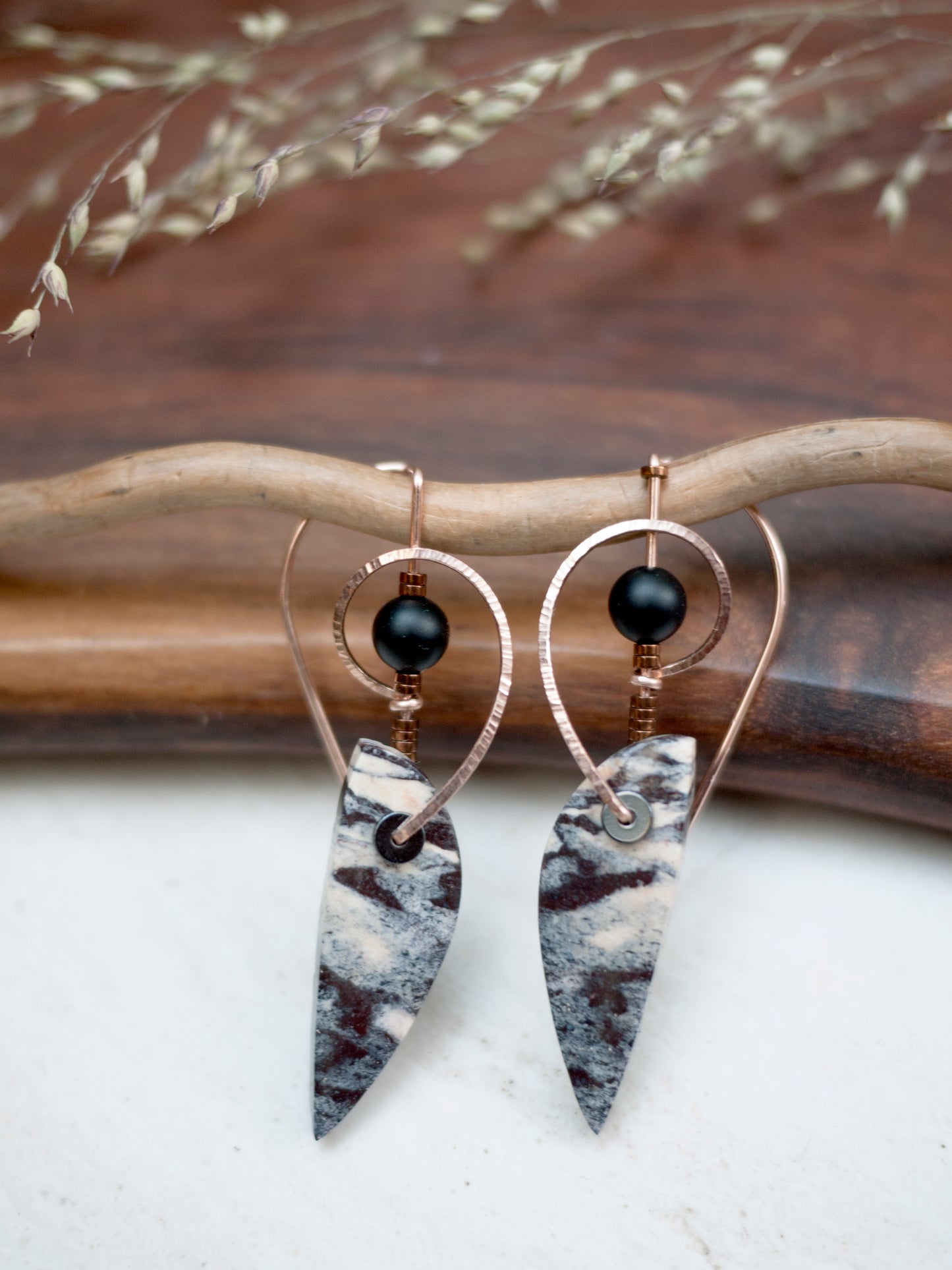 Sculptural Zebra Jasper Earrings
