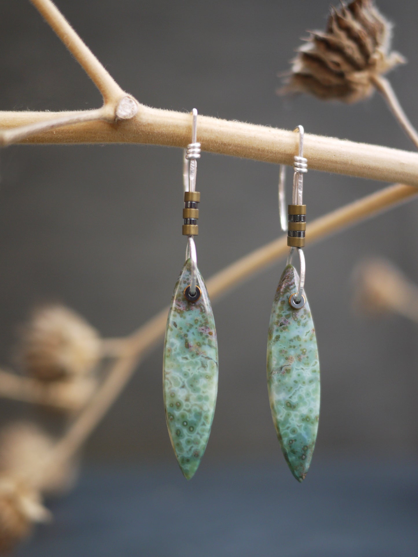 Blue Ocean Jasper Marquee Drop Earrings