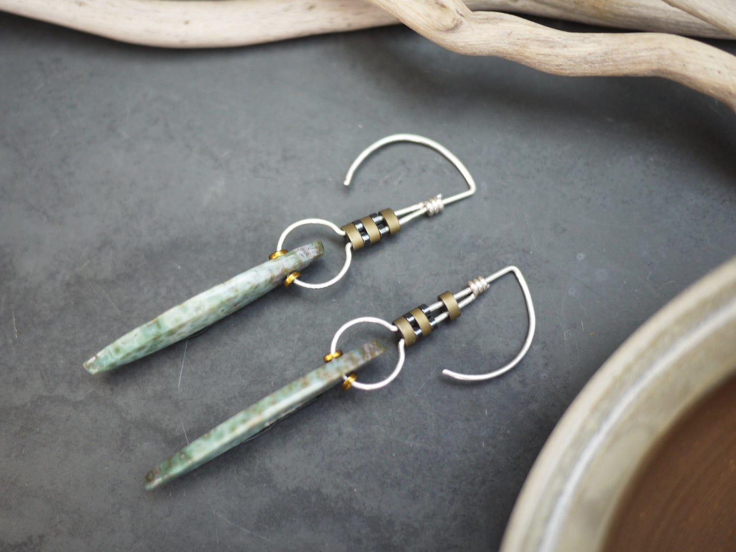 Blue Ocean Jasper Marquee Drop Earrings
