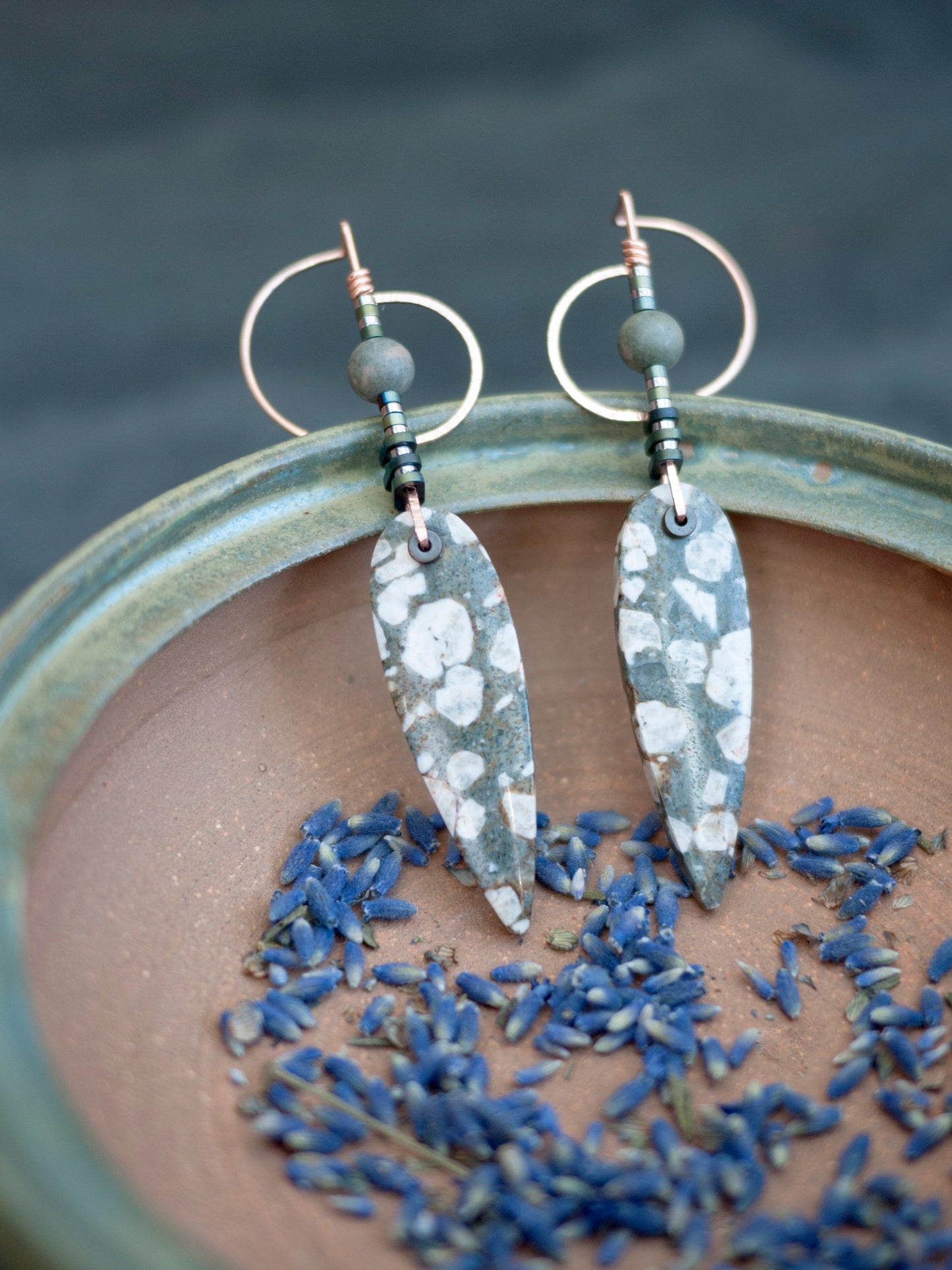 Sculptural Brecciated Jasper Spear Earrings
