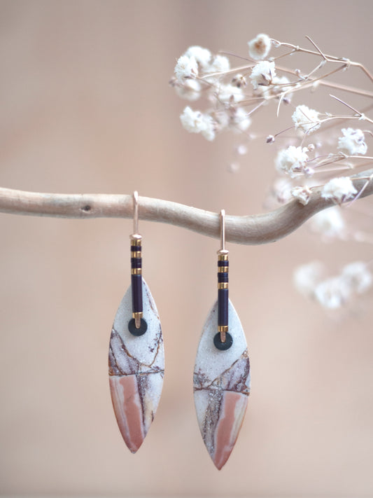Marquise Shaped Brecciated Jasper Earrings