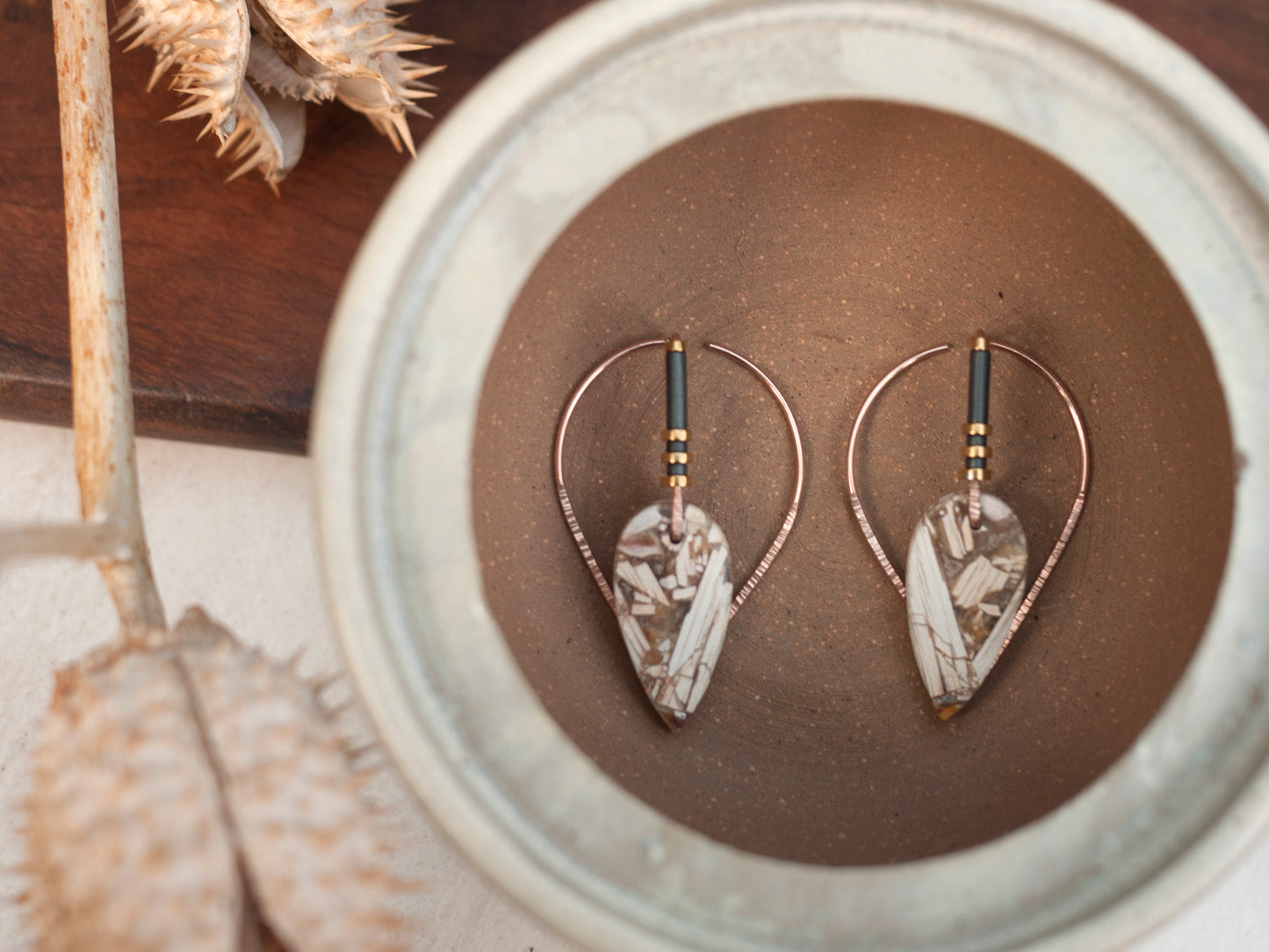 Fancy Brecciated Jasper Ear Jackets