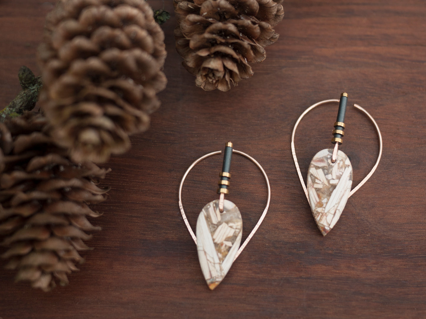 Fancy Brecciated Jasper Ear Jackets