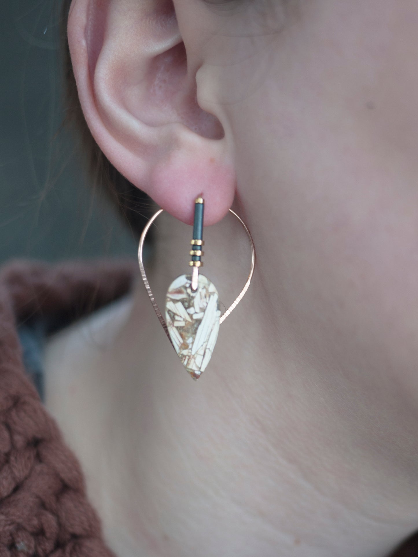 Fancy Brecciated Jasper Ear Jackets
