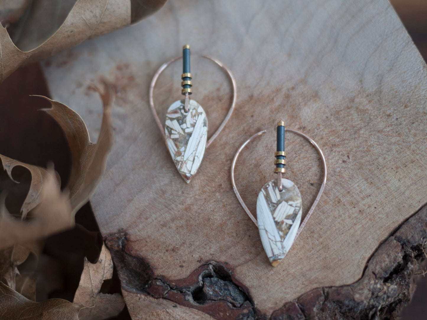 Fancy Brecciated Jasper Ear Jackets