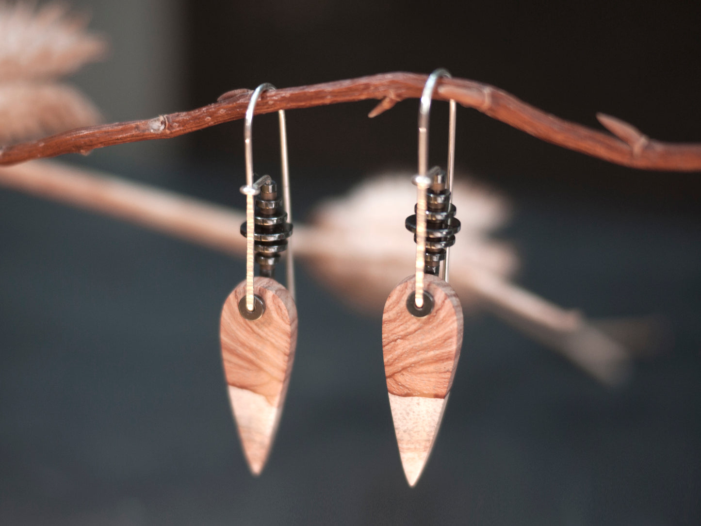 Brown Polychrome Jasper Inverted Teardrop Earrings
