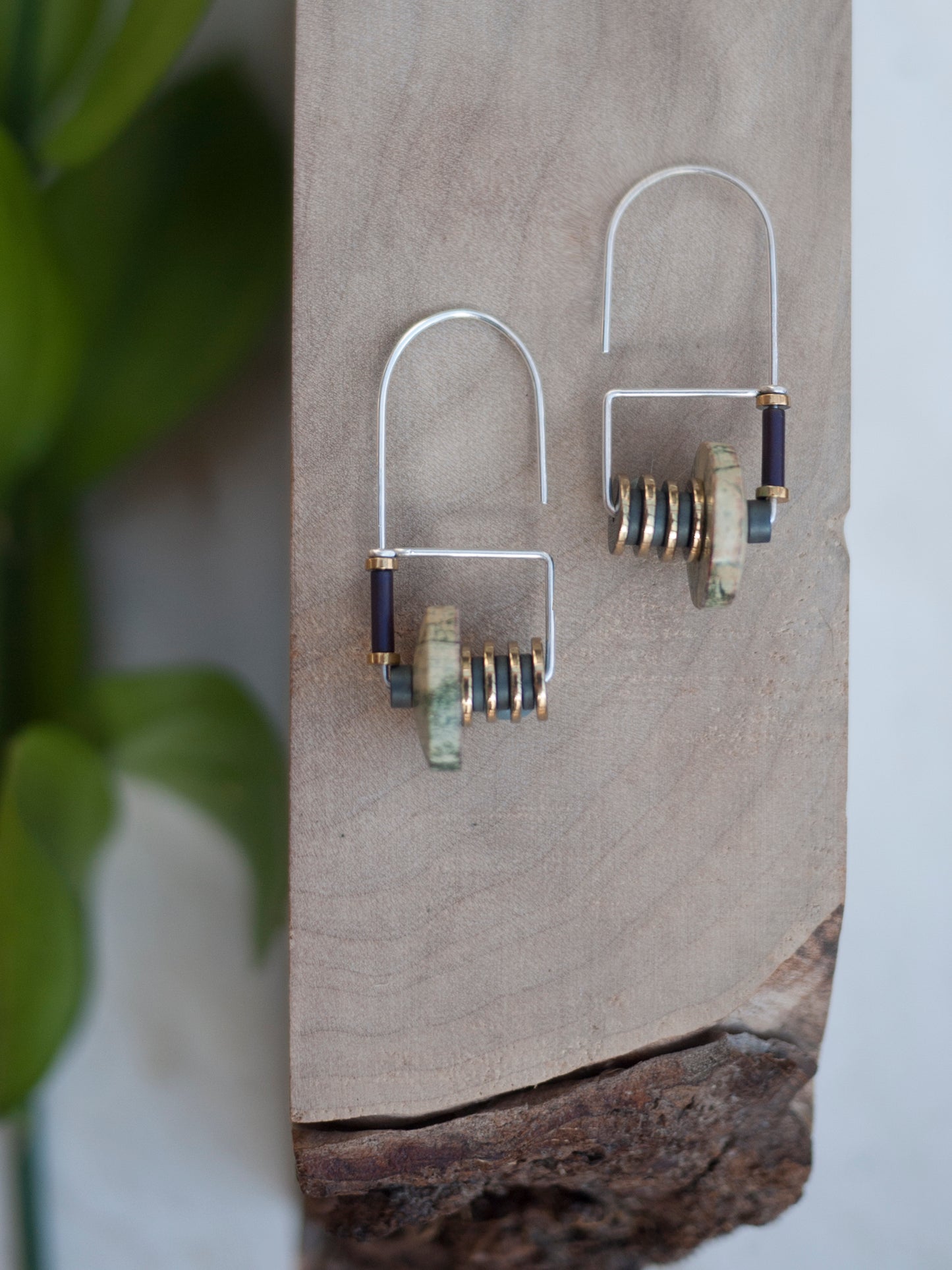 Brecciated Jasper Circle Arch Earrings