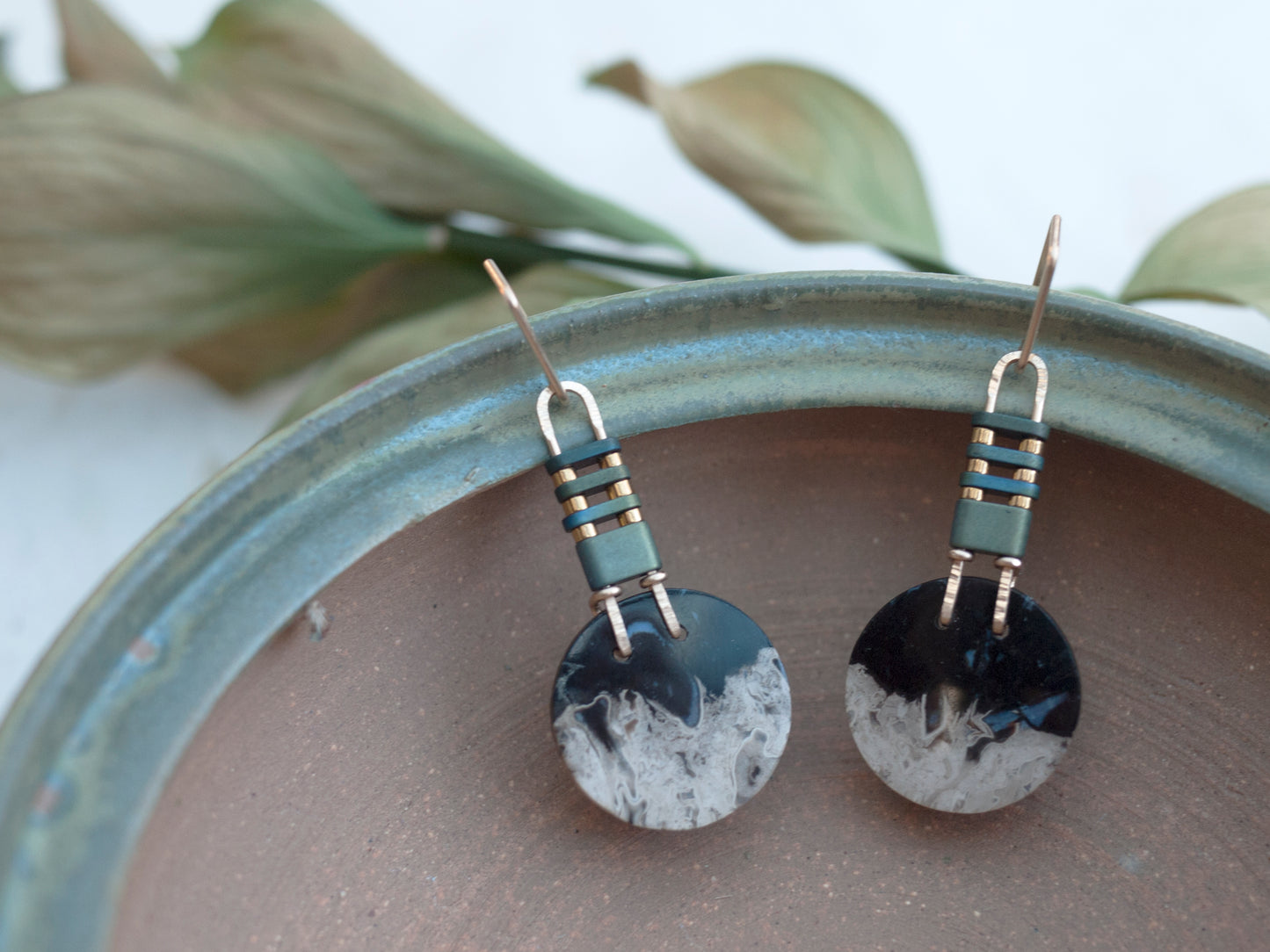 Petrified PalmRoot Circle Earrings