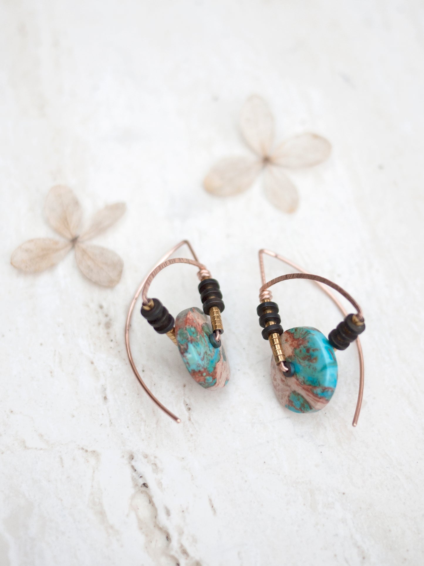 Art Deco Circle Jasper Earrings
