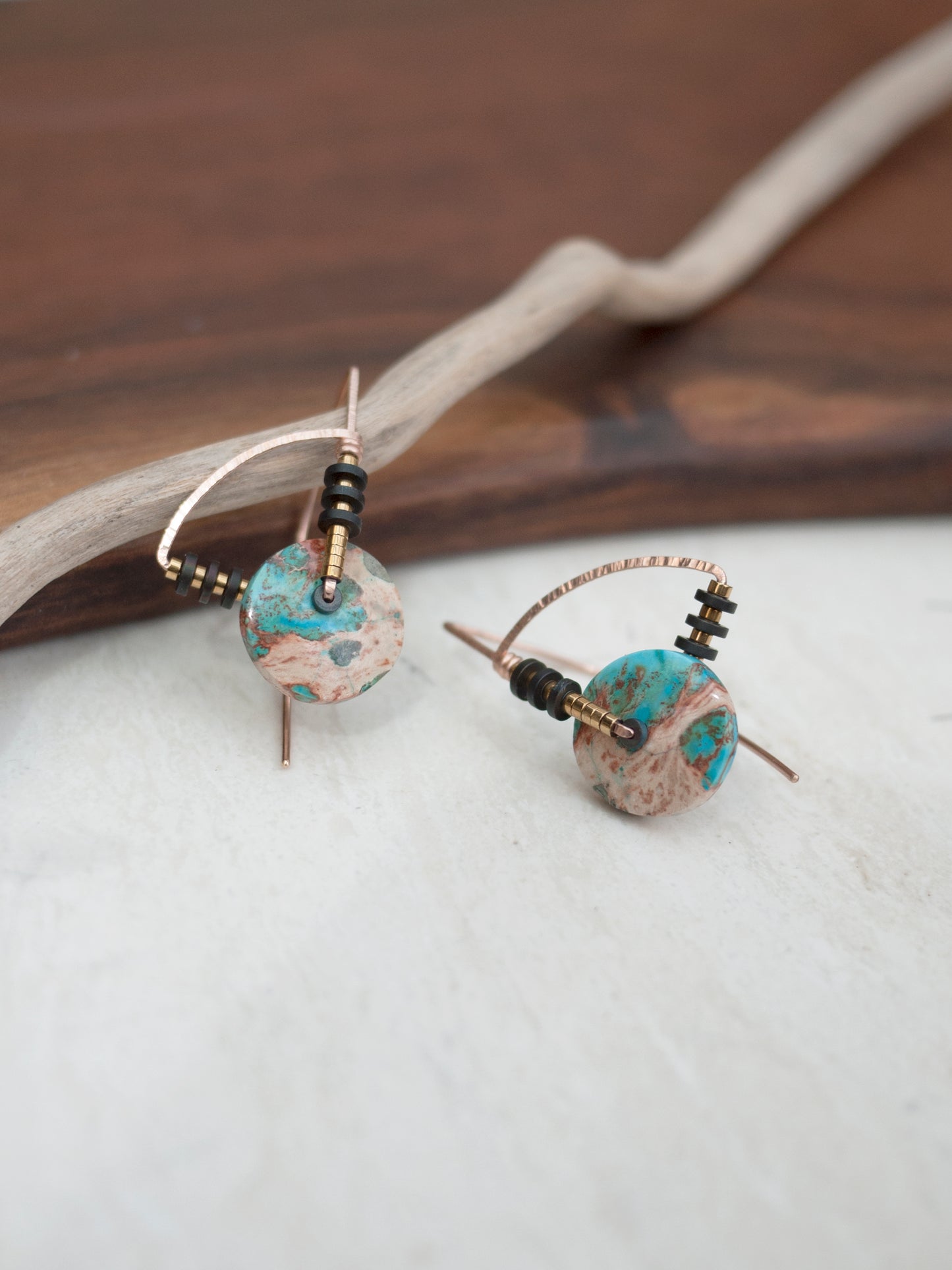 Art Deco Circle Jasper Earrings