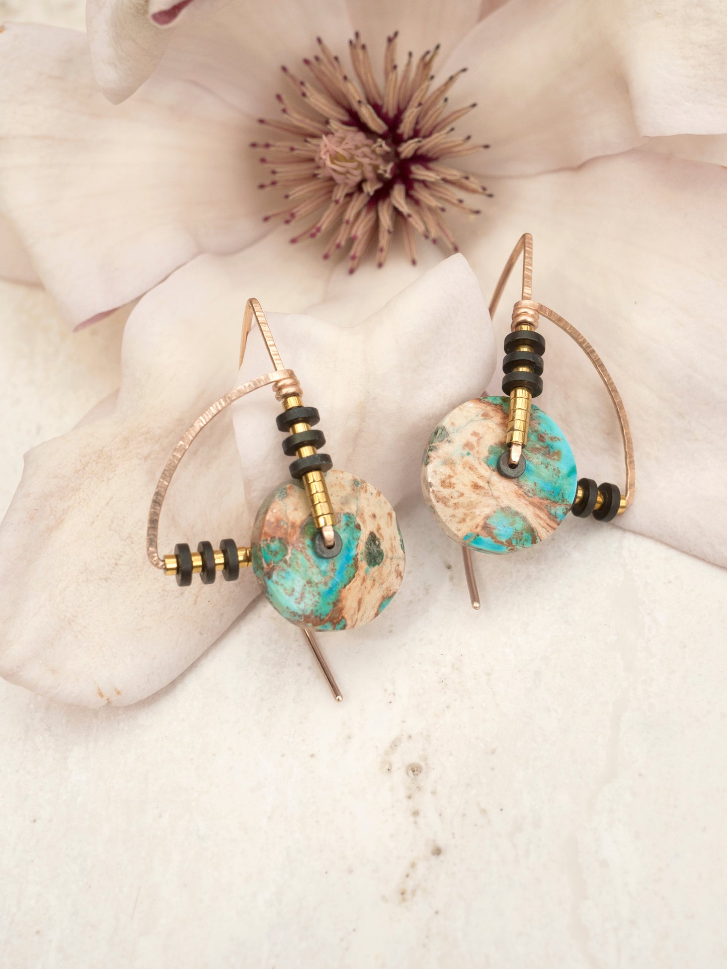 Art Deco Circle Jasper Earrings