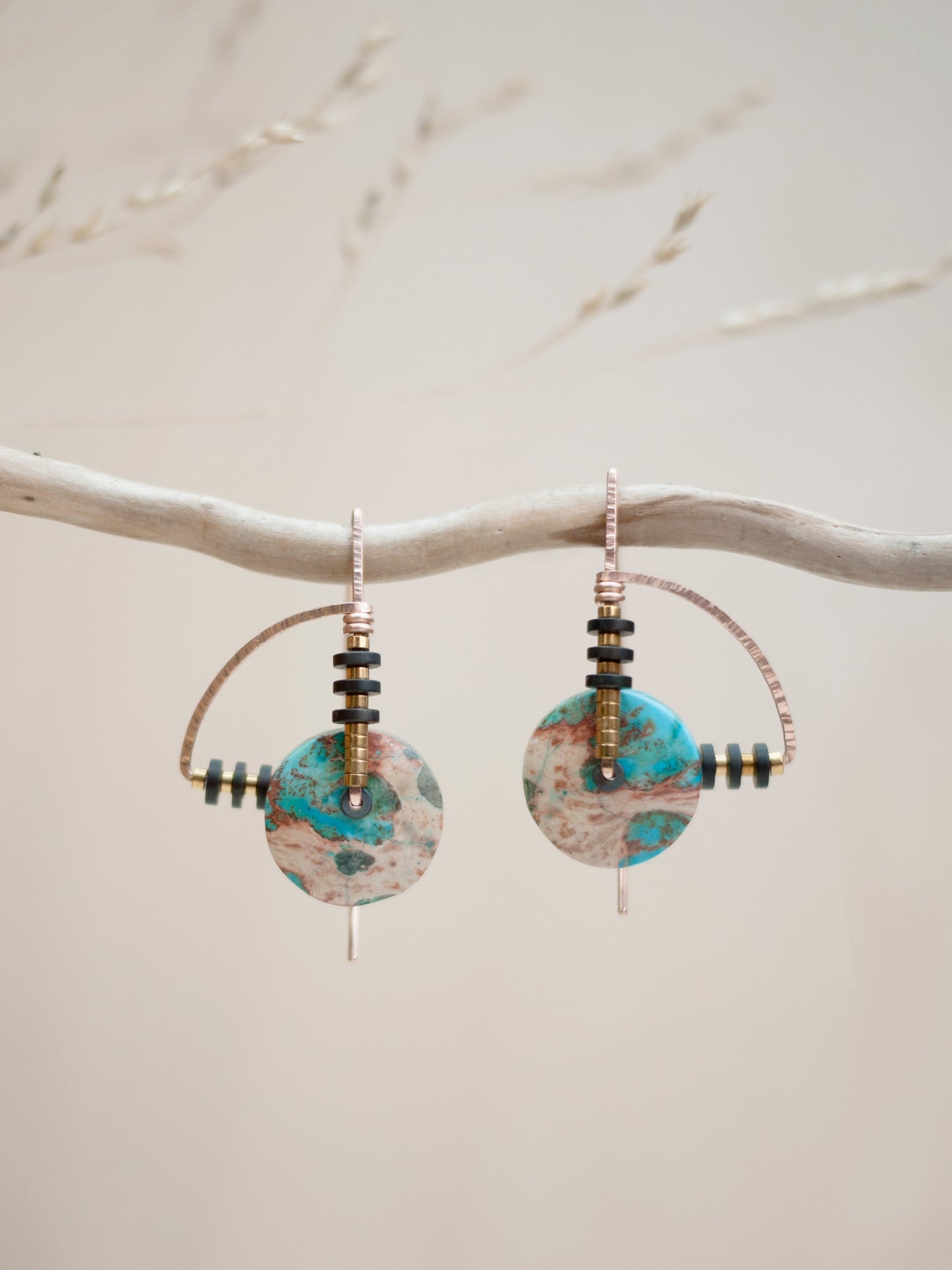 Art Deco Circle Jasper Earrings