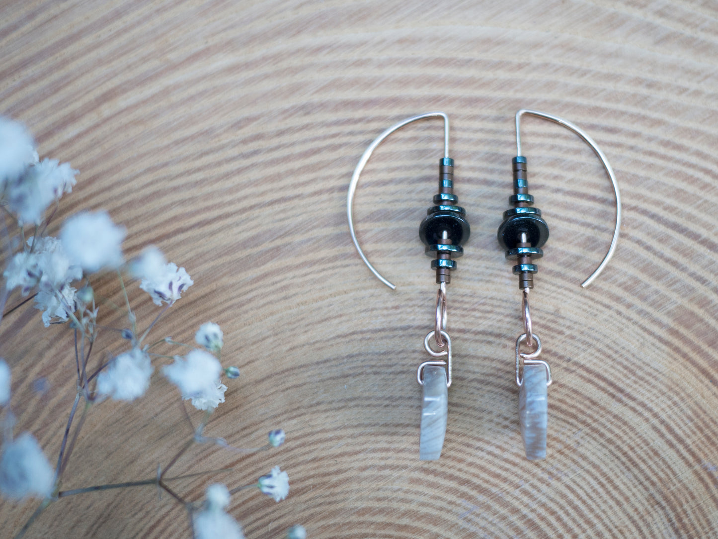 Dainty Fossil Coral Drop Earrings