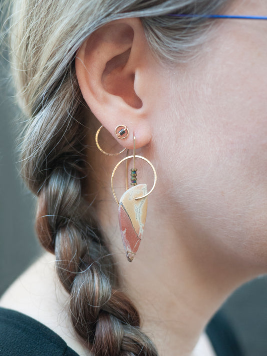 Nautilus Shaped Spiral Brecciated Jasper Earrings