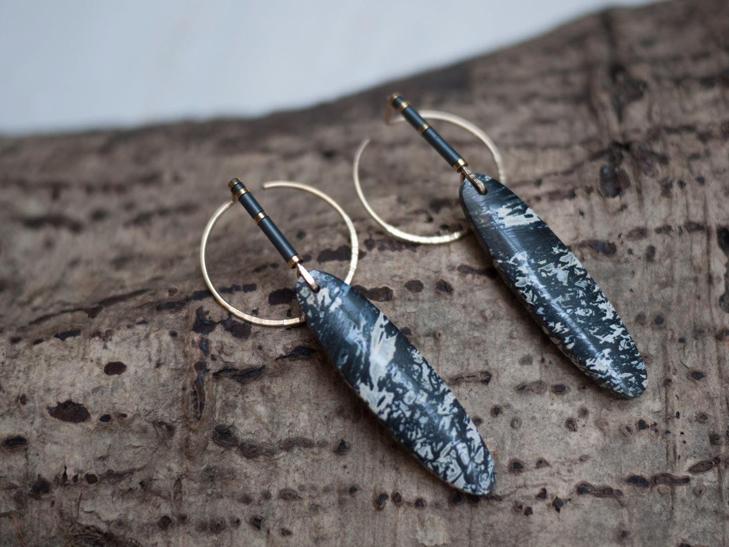 Petrified Palmwood Ear Jackets