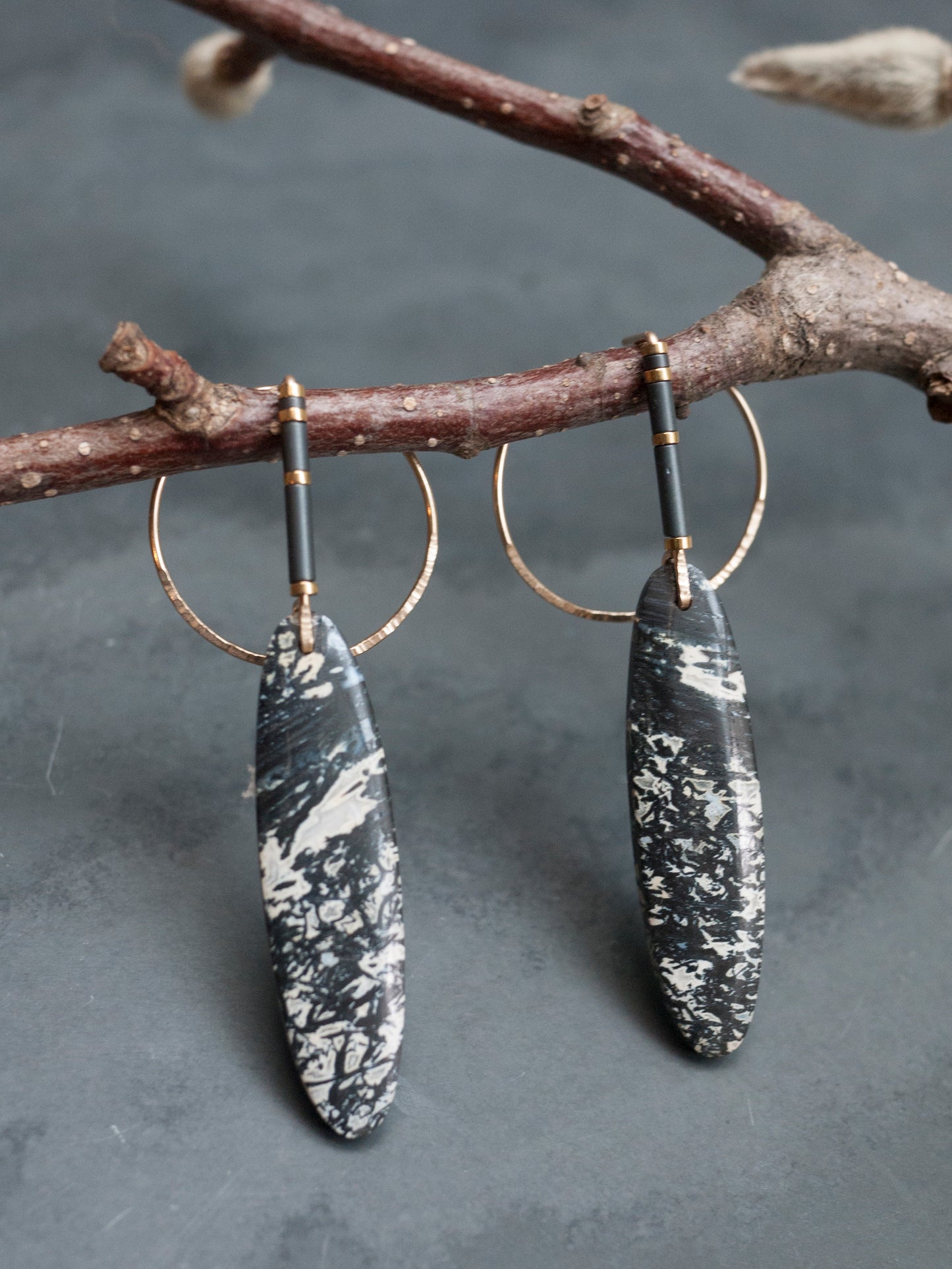 Petrified Palmwood Ear Jackets