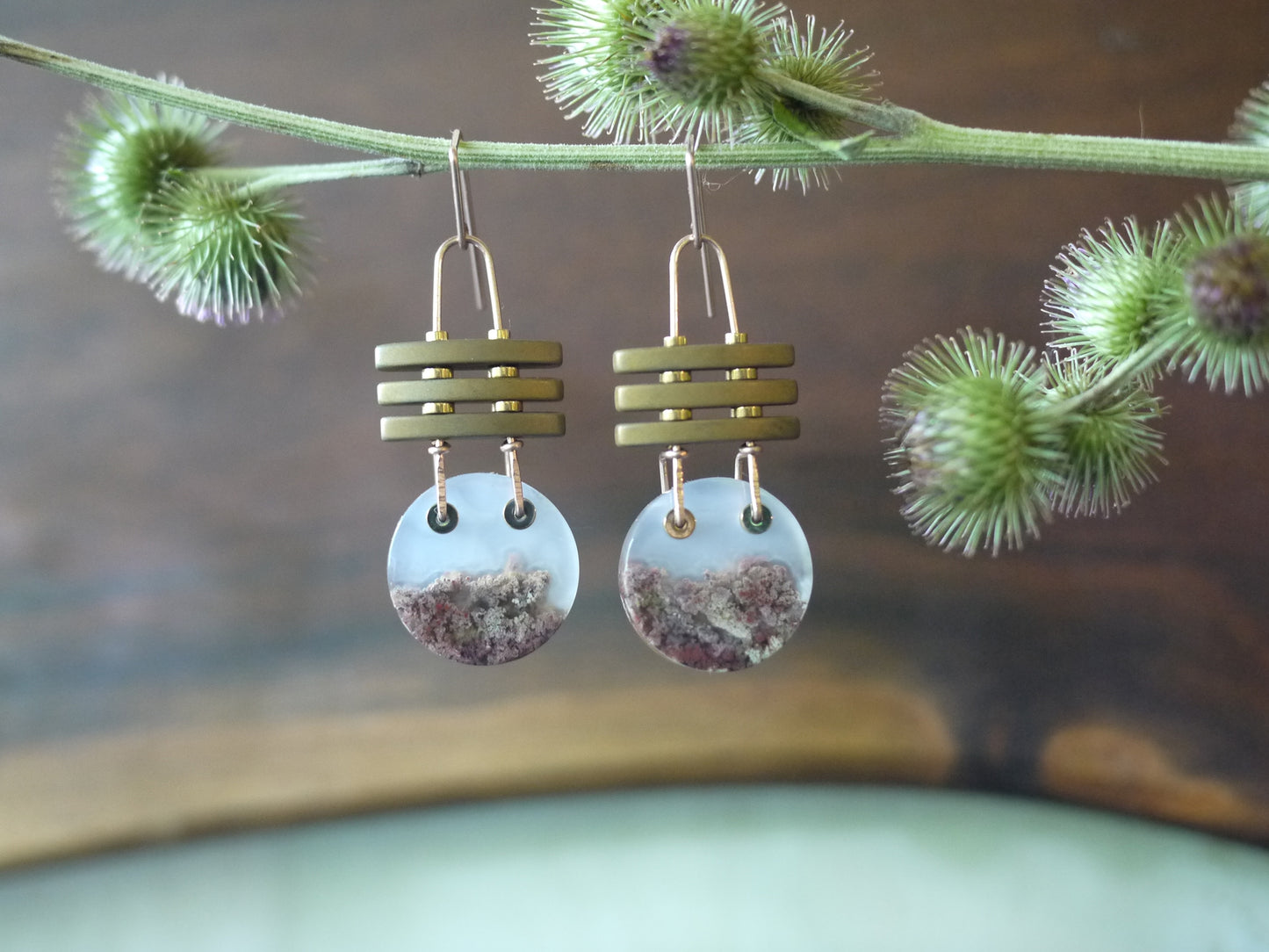 Moss Agate Dangle Earrings