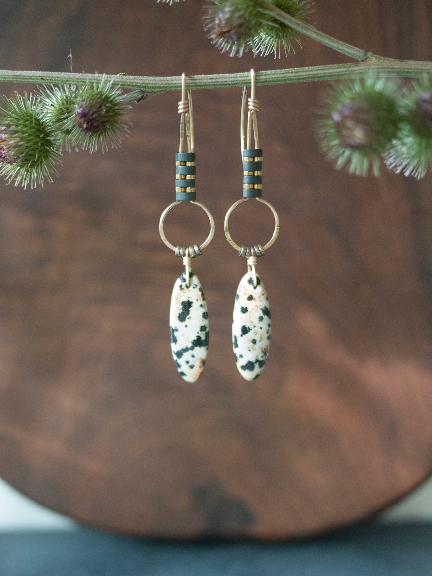 Dainty Dalmatian Jasper Drop Earrings