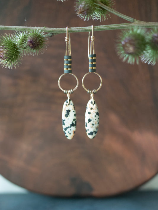 Dainty Dalmatian Jasper Drop Earrings
