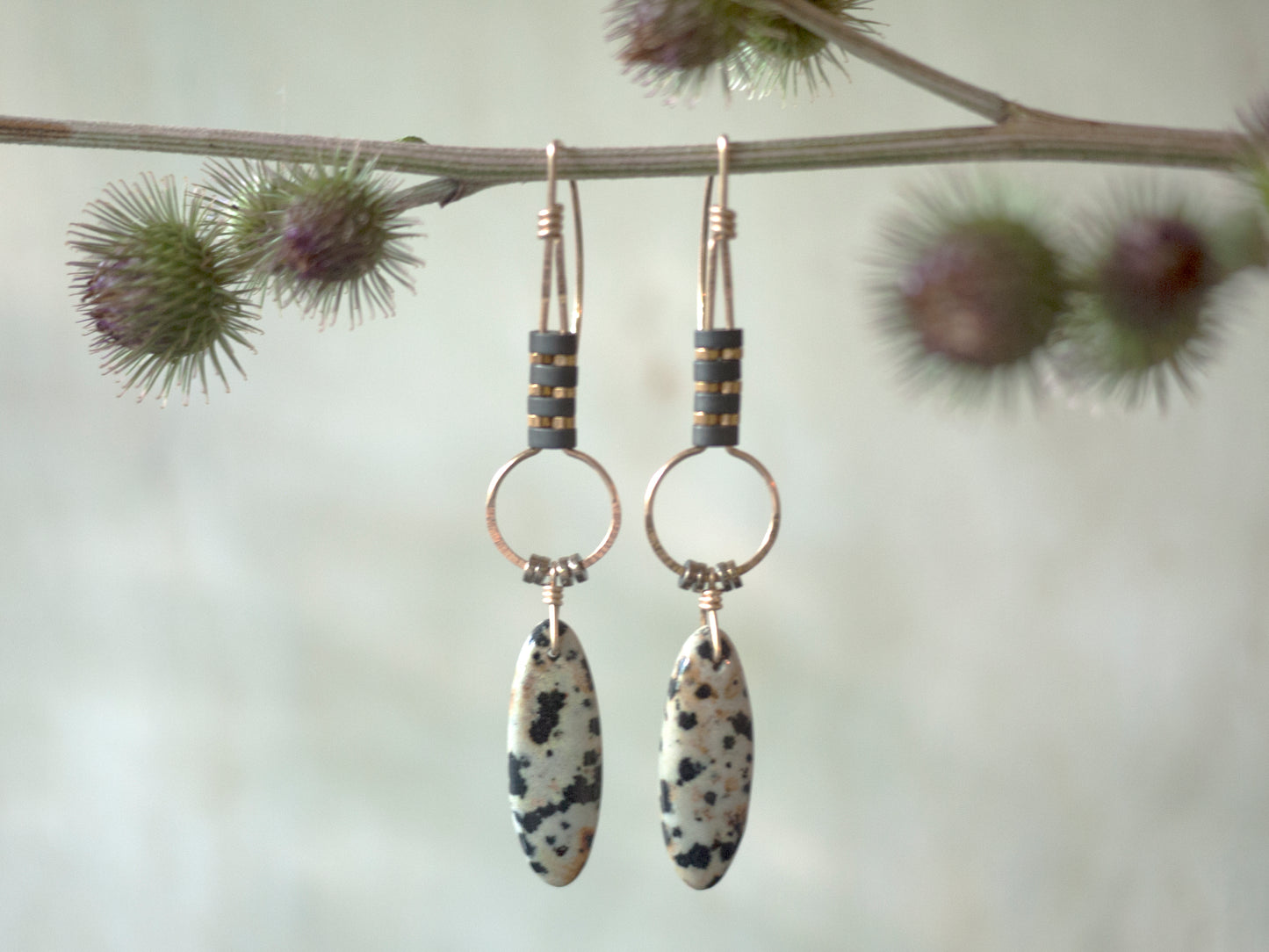 Dainty Dalmatian Jasper Drop Earrings