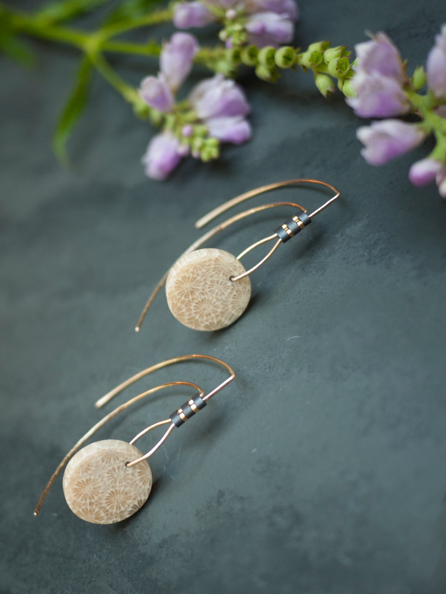 Fossilized Coral Tribal Earrings