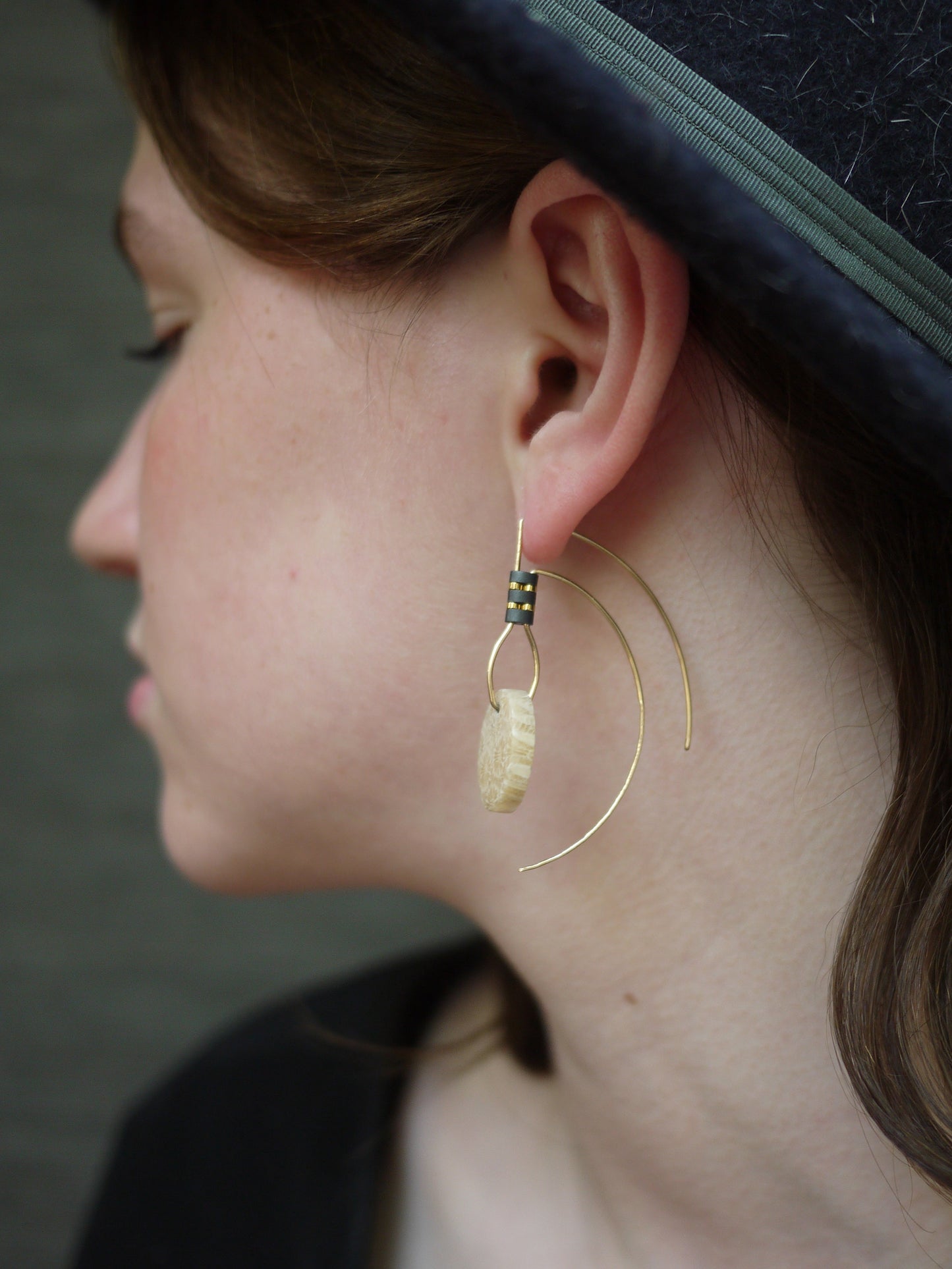 Fossilized Coral Tribal Earrings