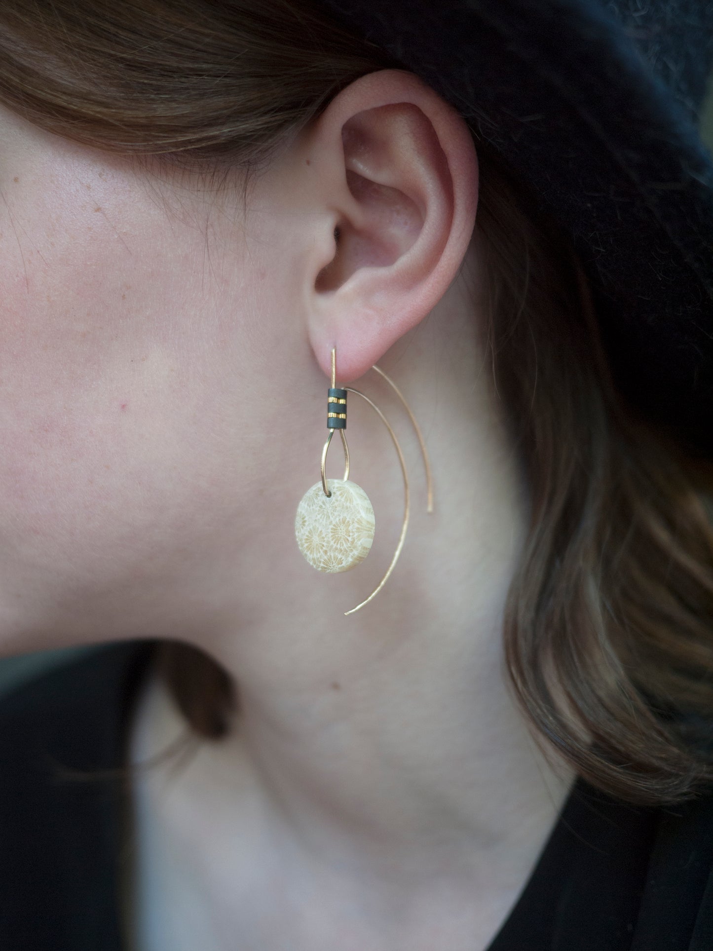 Fossilized Coral Tribal Earrings