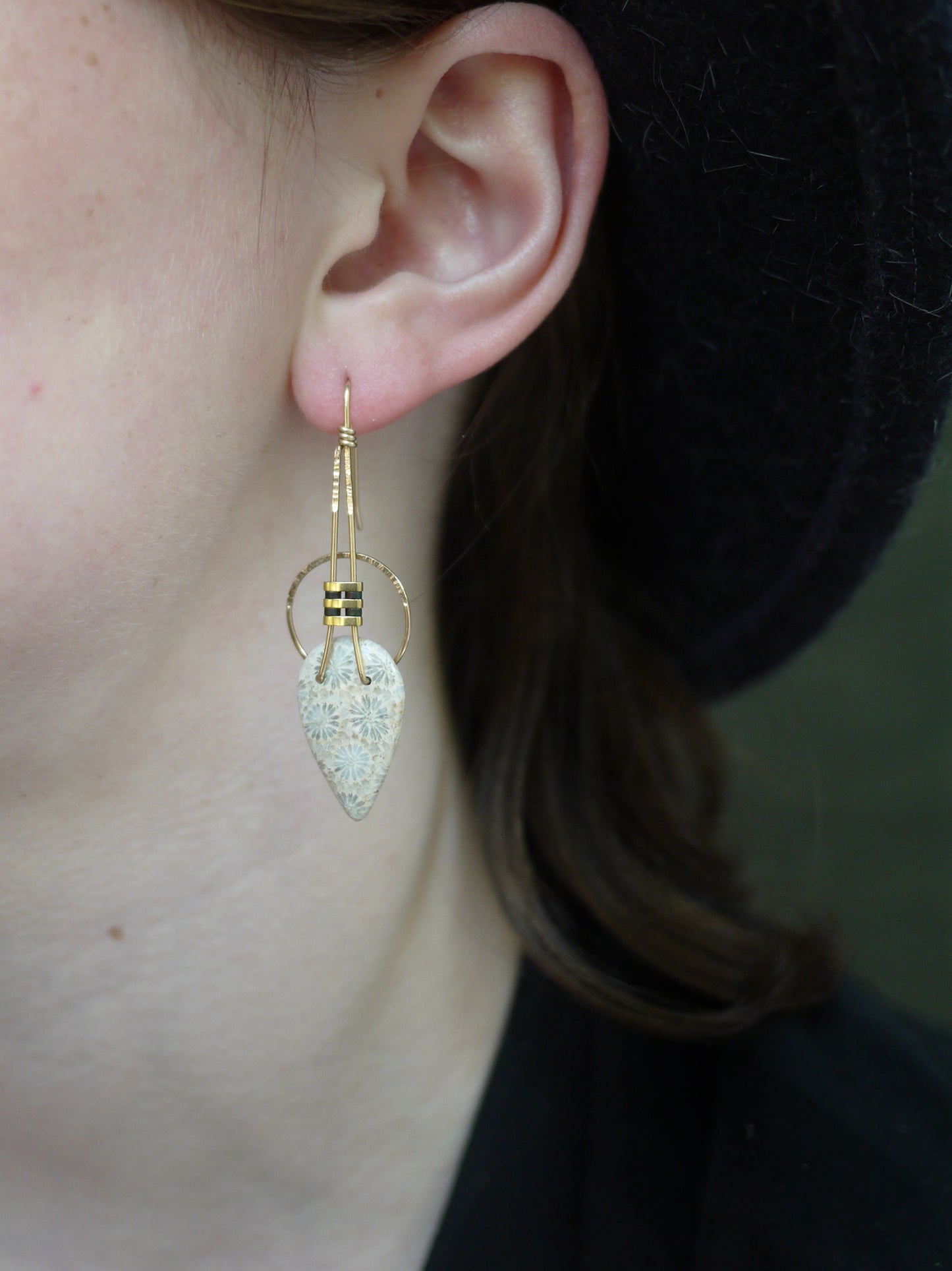 Fossil Coral Earrings - In Gold Fill