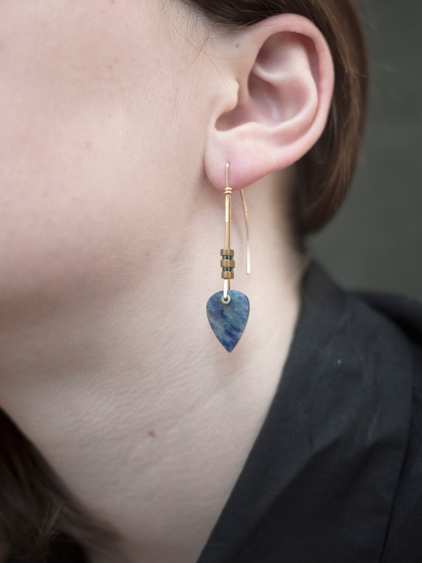 Lapis Leaf Drop Earrings