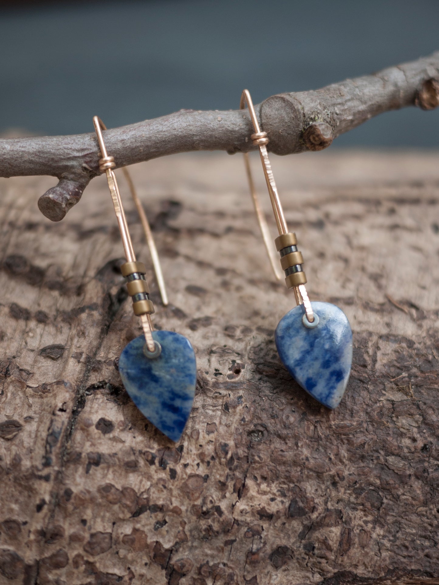 Lapis Leaf Drop Earrings