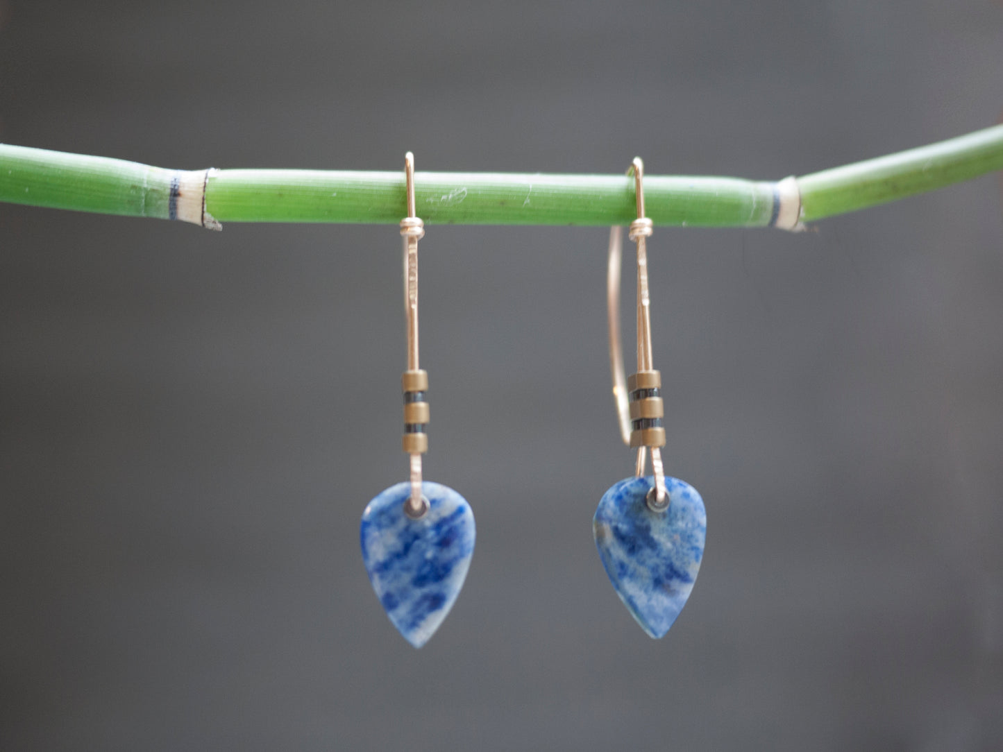 Lapis Leaf Drop Earrings