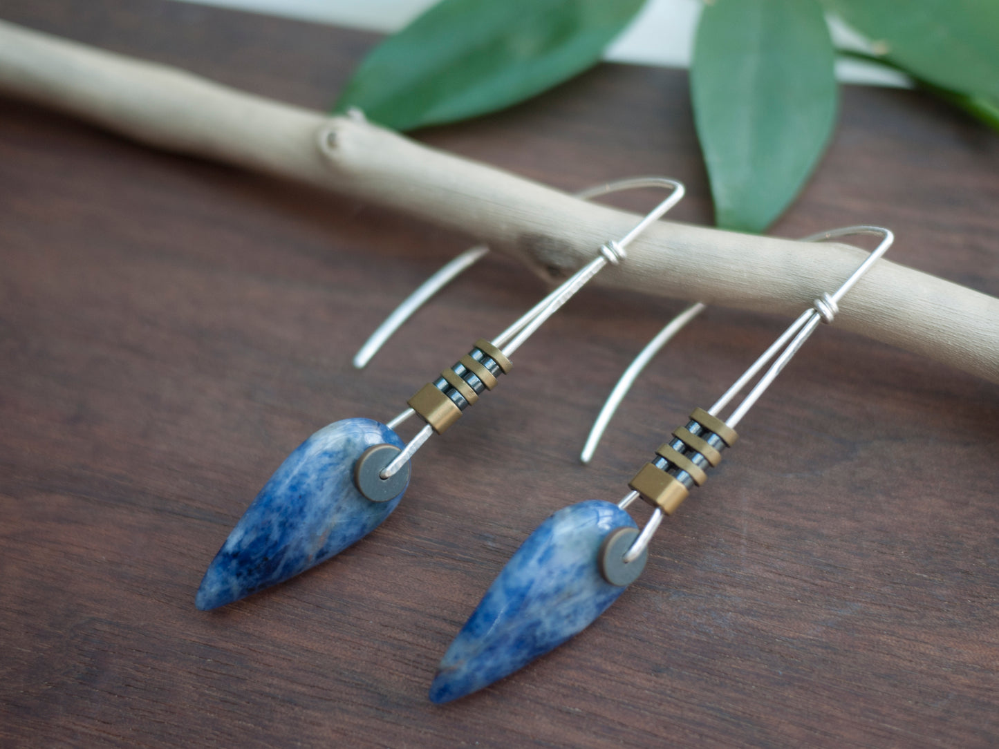 Inverted Lapis Teardrop Earrings