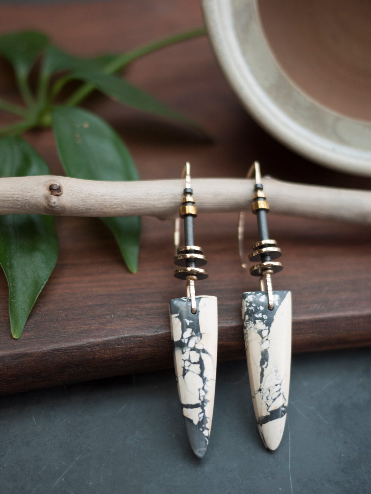 Maligano Jasper Drop Spear Earrings