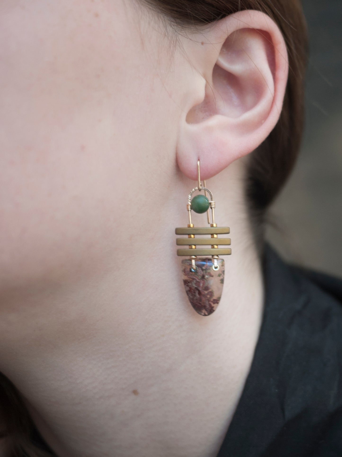 Moss Agate Dangle Earrings