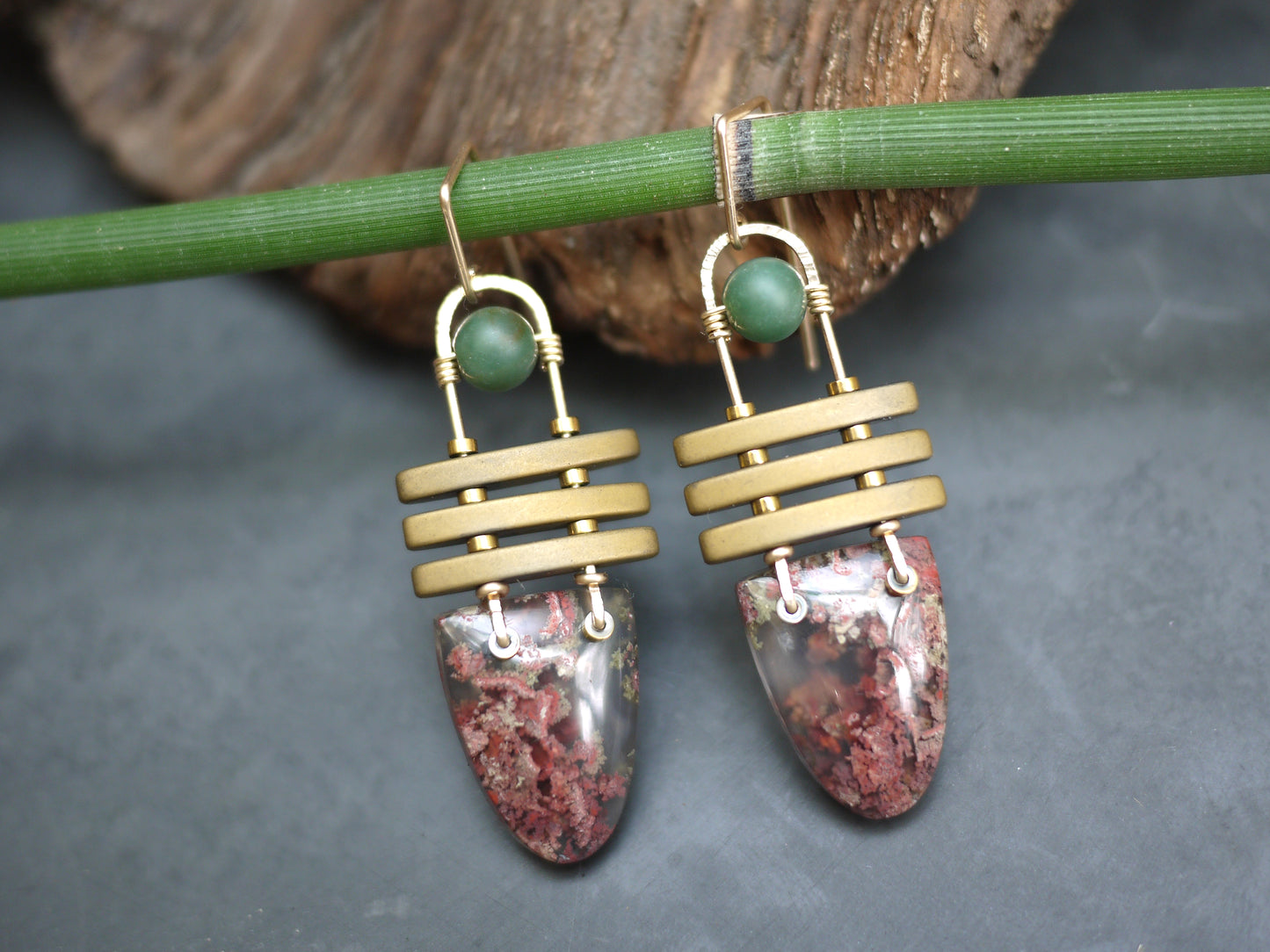 Moss Agate Dangle Earrings
