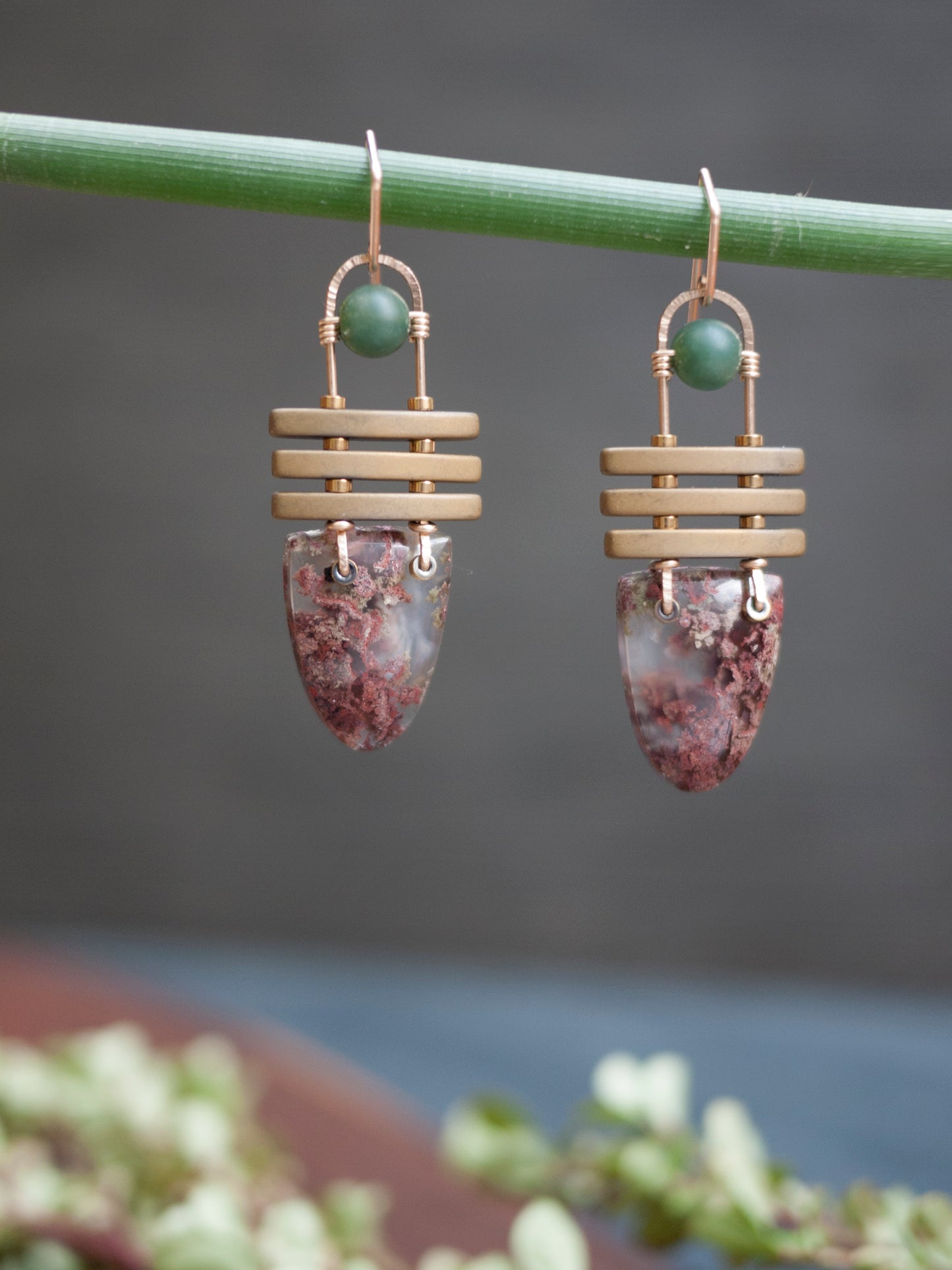 Moss Agate Dangle Earrings