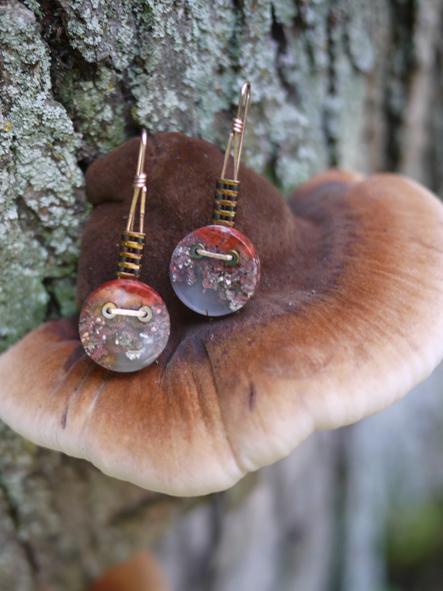 Red Moss Agate Dangle Earrings