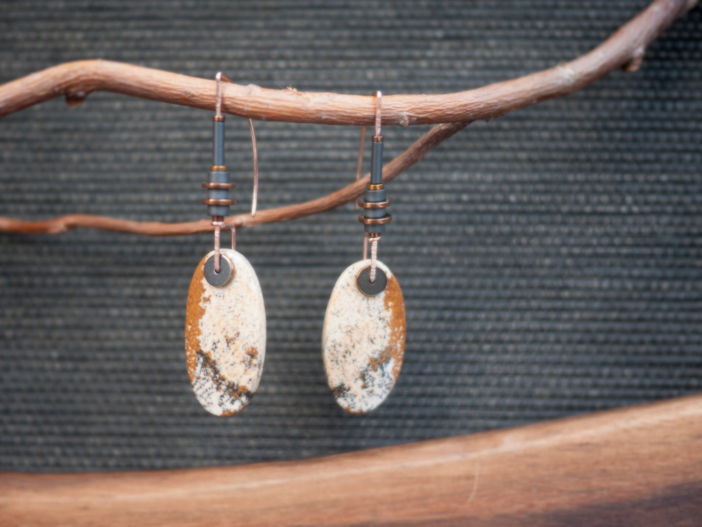 Oval Picture Jasper Drop Earrings