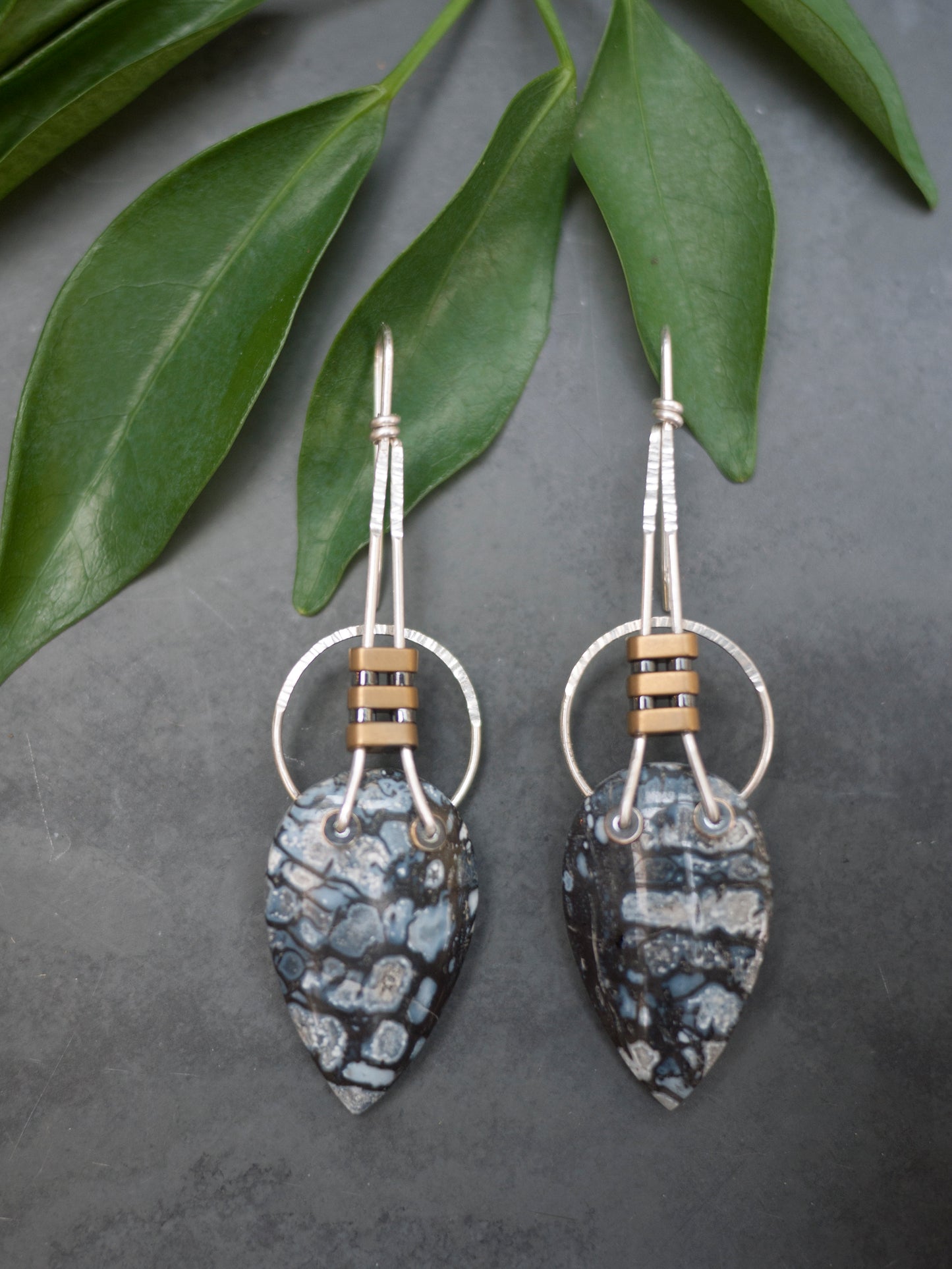 Sterling Silver Fossilized Palmwood Earrings