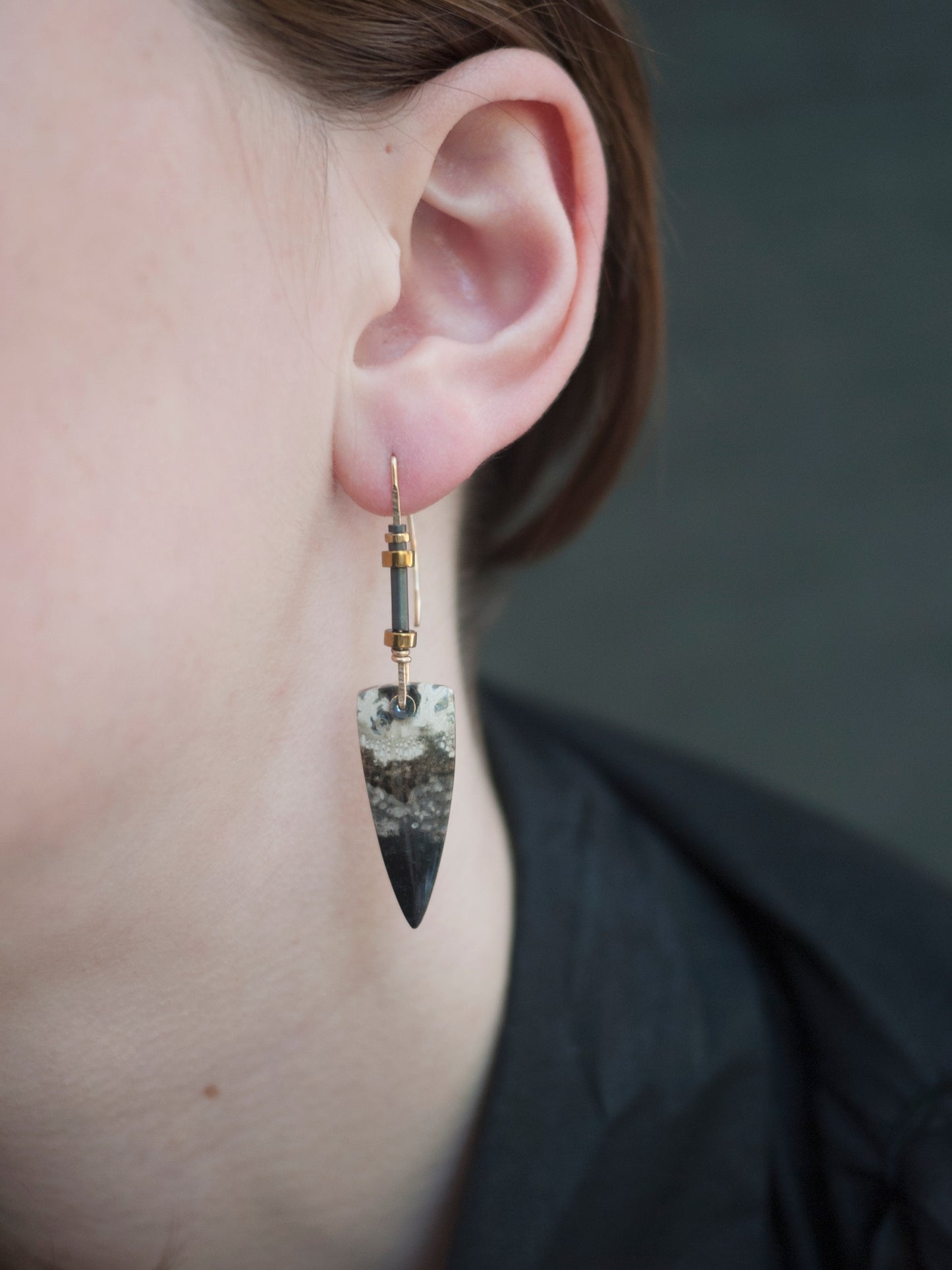 Petrified Palmwood Drop Earrings