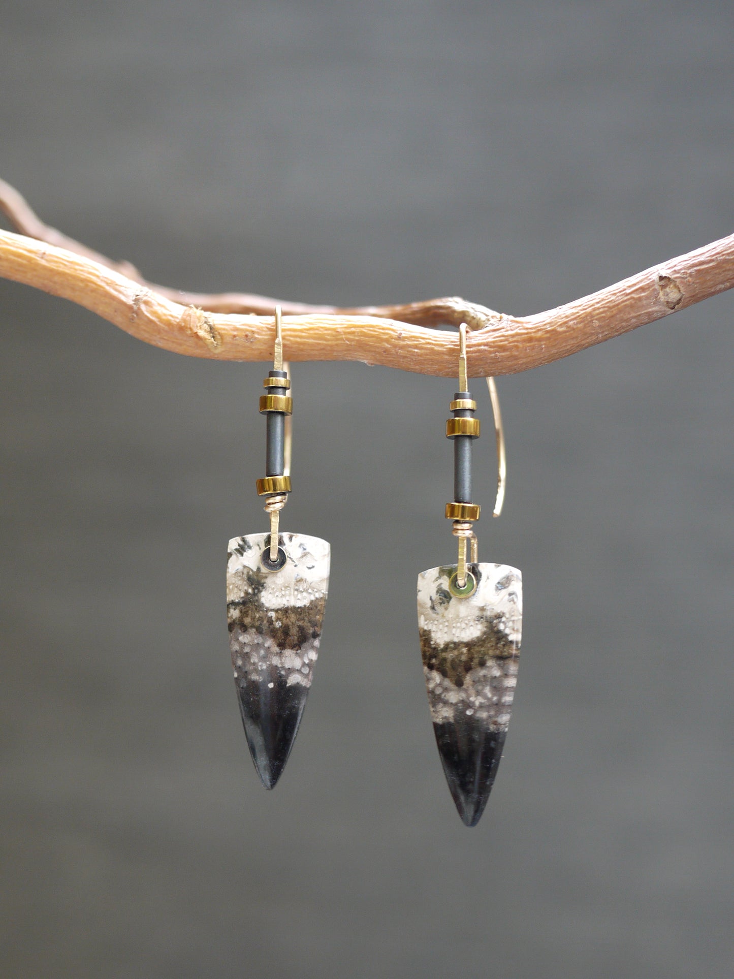 Petrified Palmwood Drop Earrings