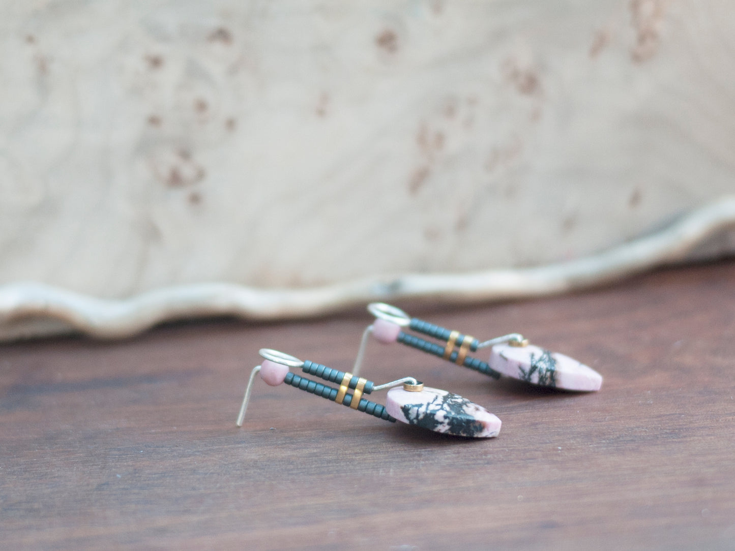 Pink Rhodonite Post Earrings