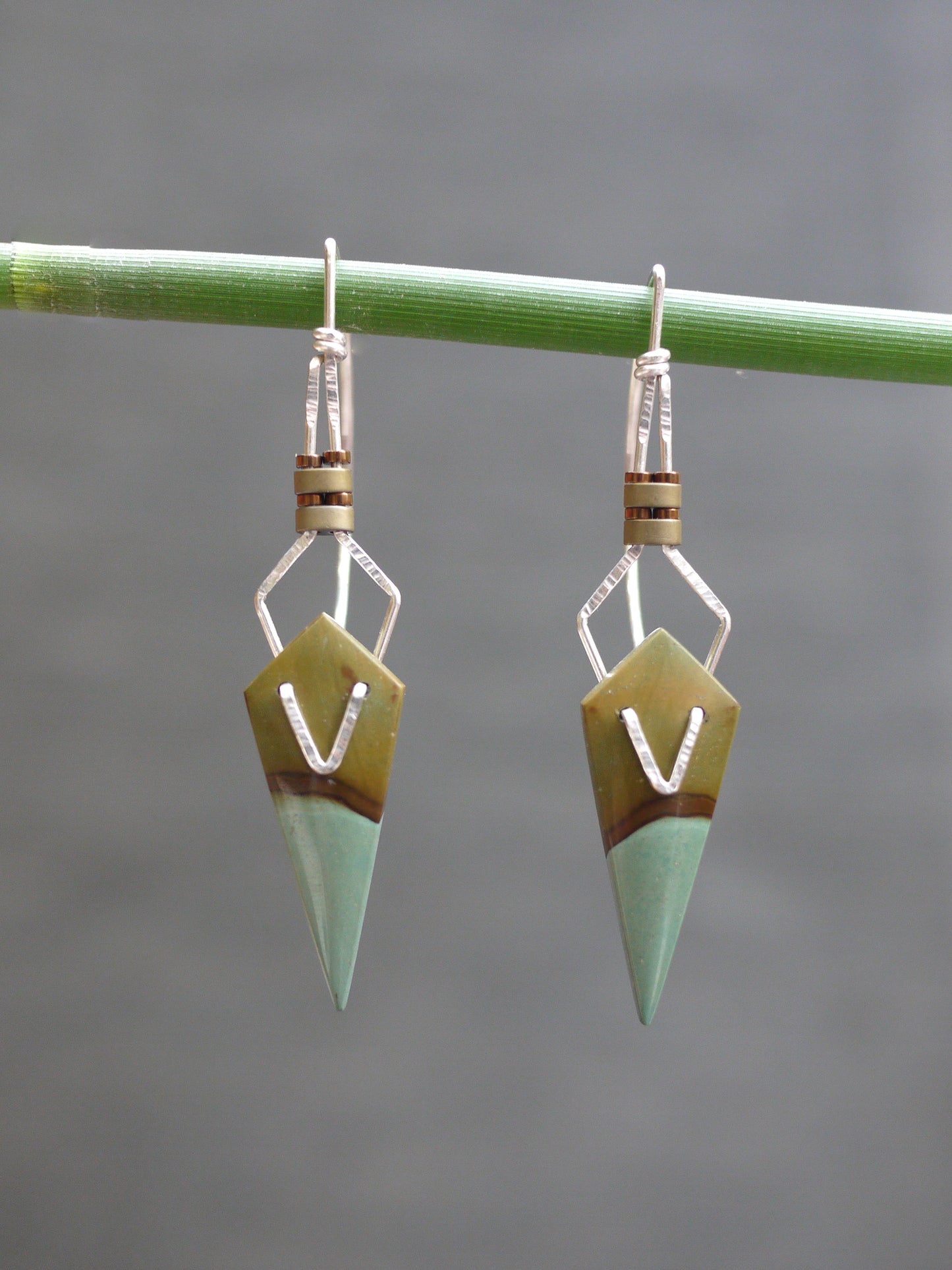 Polychrome Jasper Diamond Drop Earrings