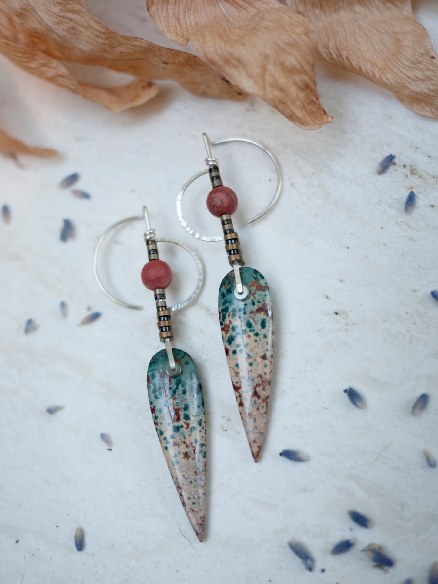 Forest Jasper Sculptural Drop Earrings