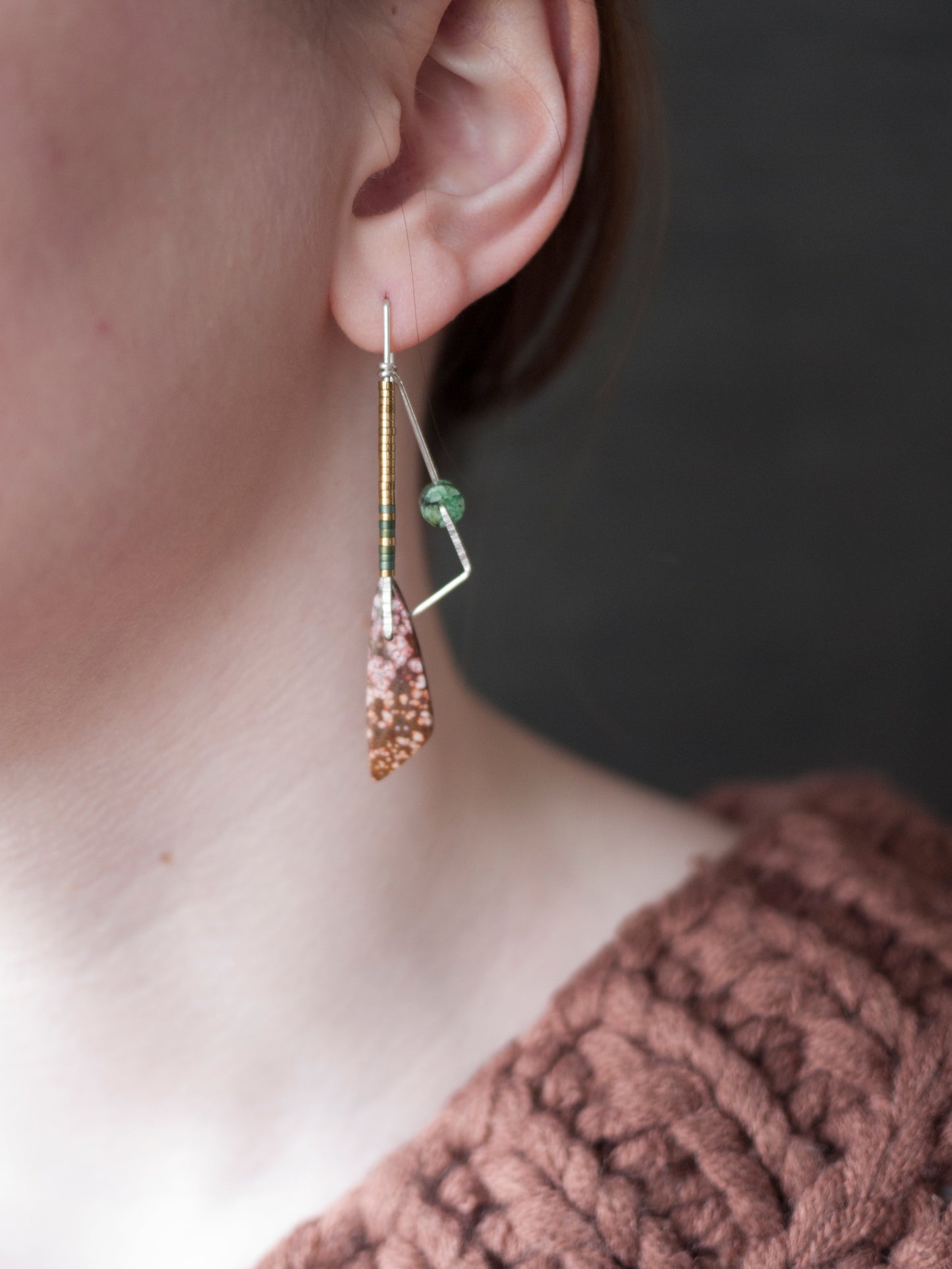 Geometric Ocean Jasper Drop Earrings
