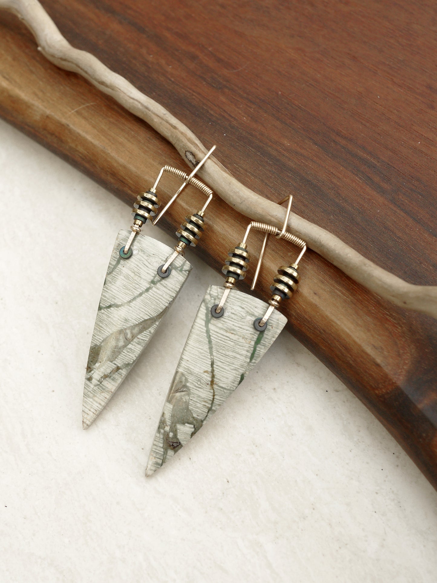Asymmetrical Brecciated Jasper Spear Dangle Earrings