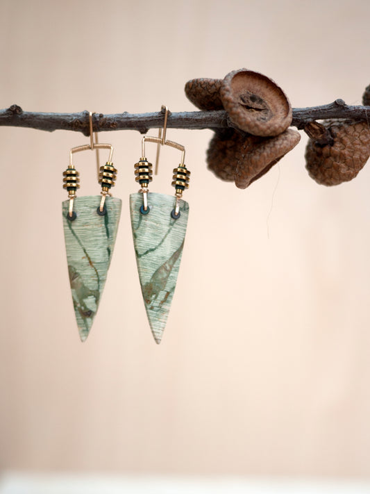 Asymmetrical Brecciated Jasper Spear Dangle Earrings