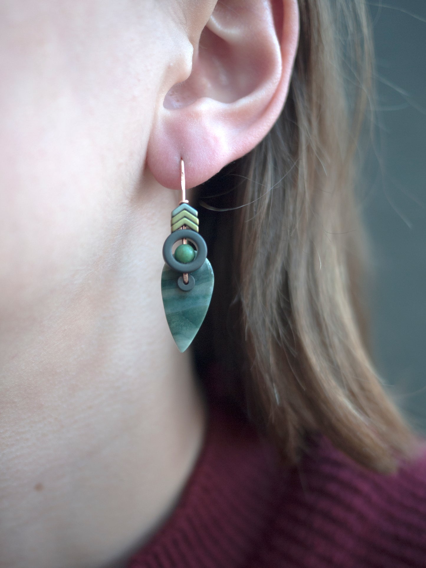 Green Polychrome Jasper Earrings